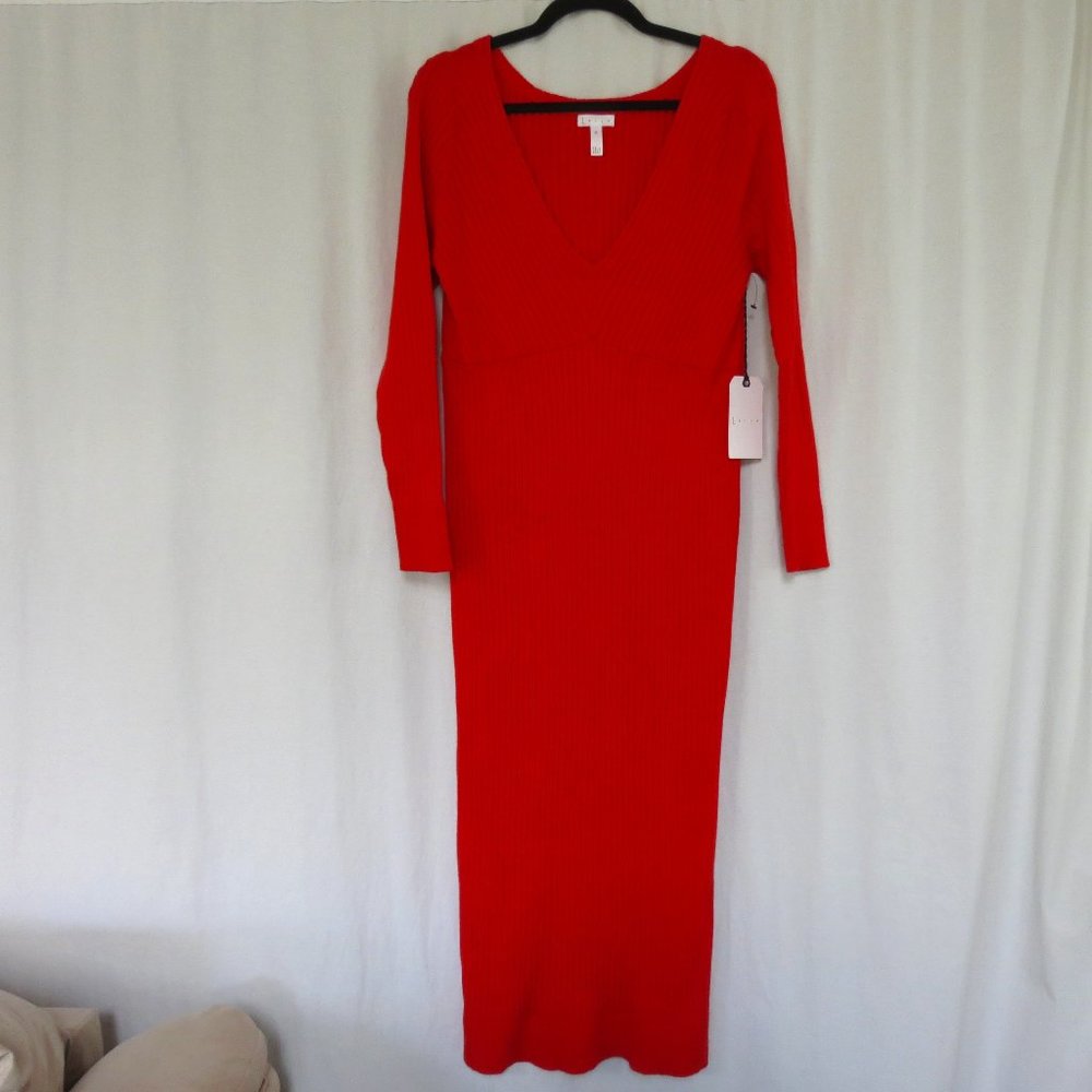 Leith Vibrant Red Long Sleeve Dress